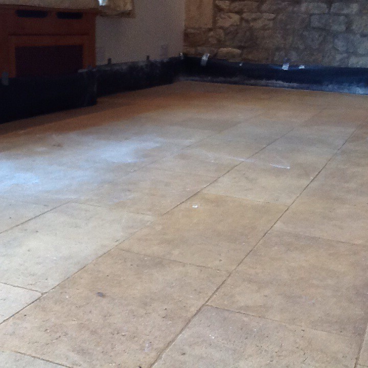 Professionally cleaned, levelled, sealed Cotswold limestone BEFORE ANY CLEANING
