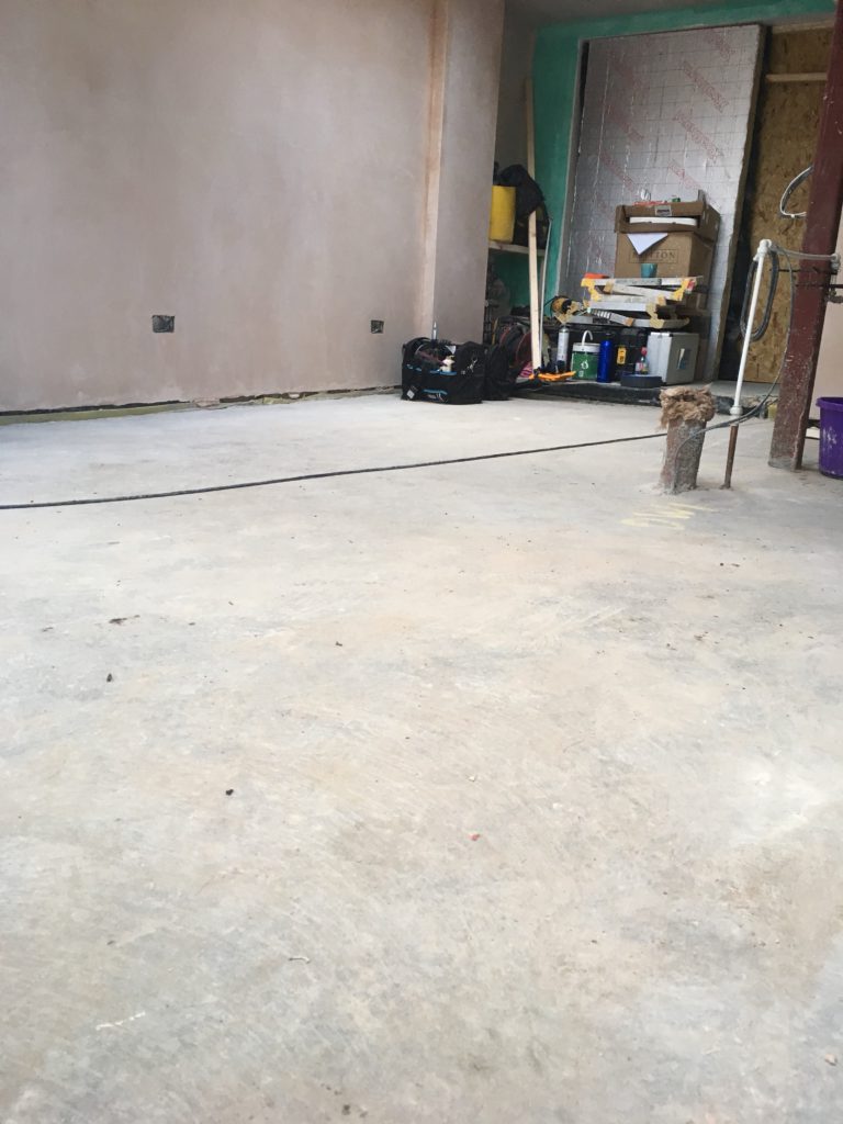 Concrete floor before polishing