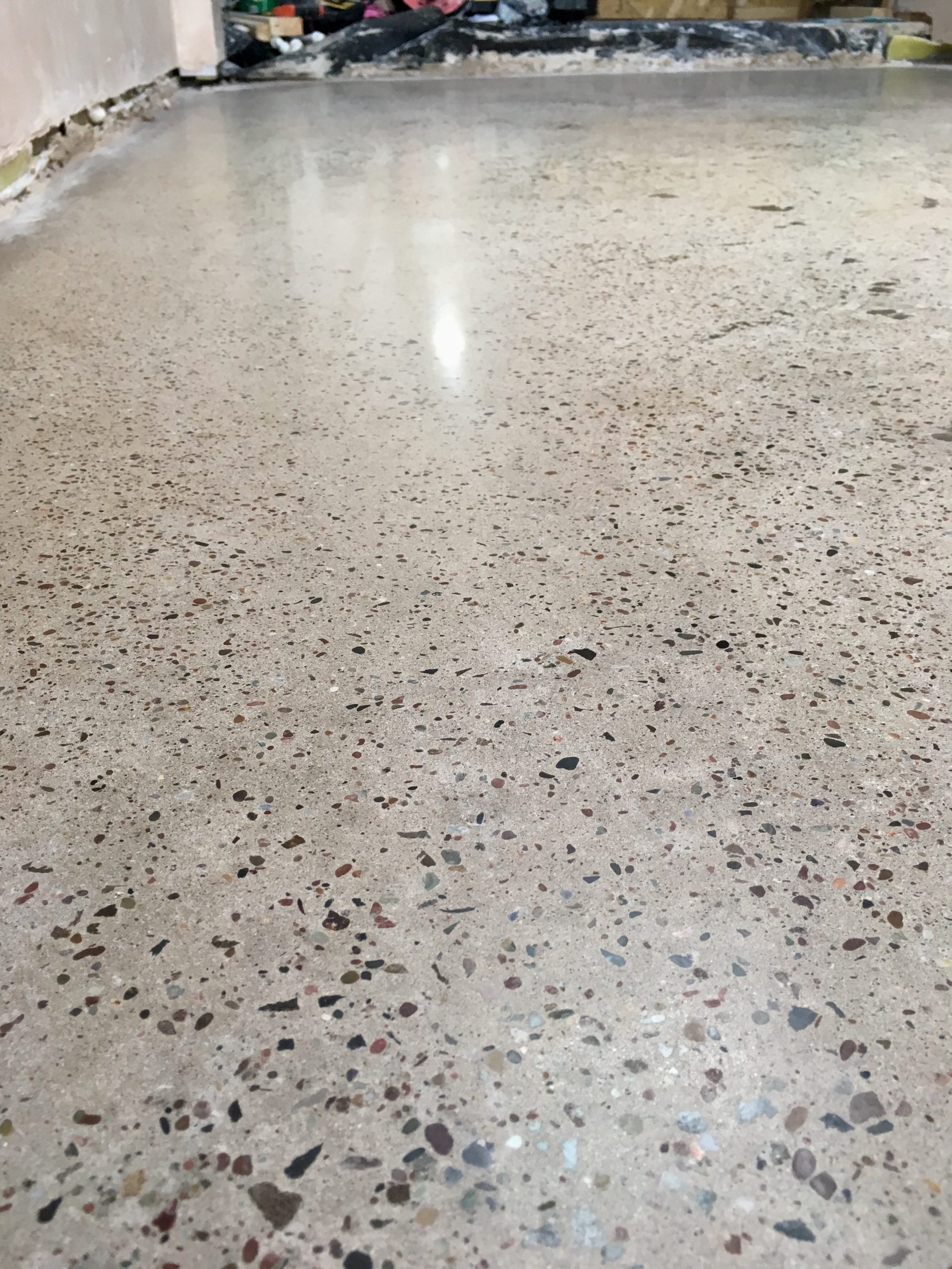 naturally polished concrete with full aggregate exposure