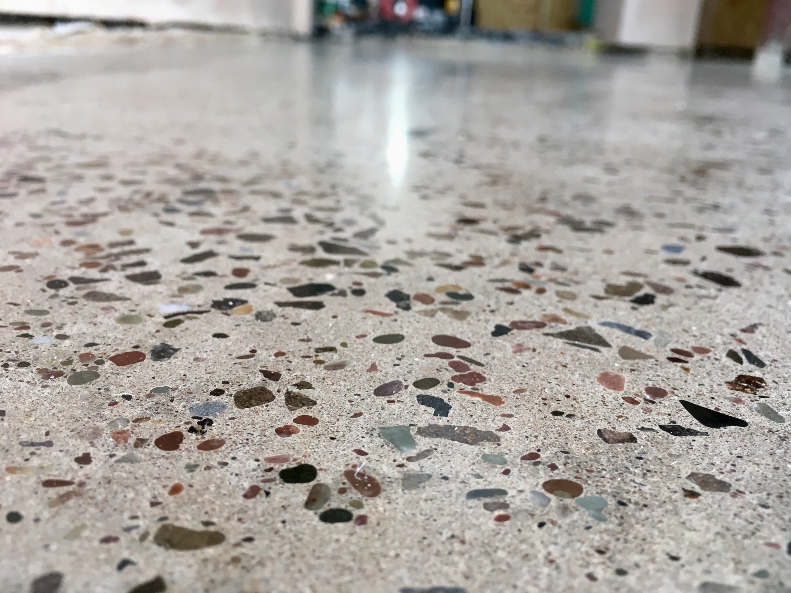 naturally polished concrete with full aggregate exposure