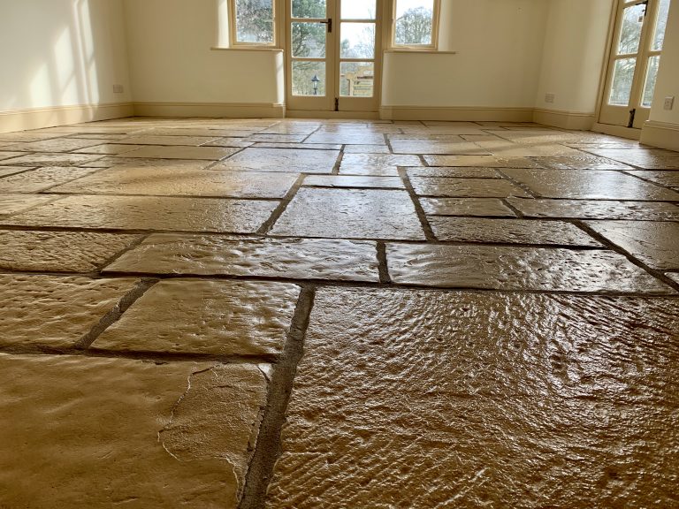 Flagstone floor restoration project in Cirecester, Gloucestershire