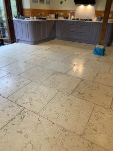 Travertine floor resurfaced - before picture