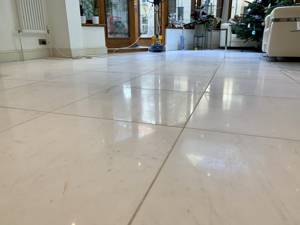 Marble floor restoration, professionally restored & sealed